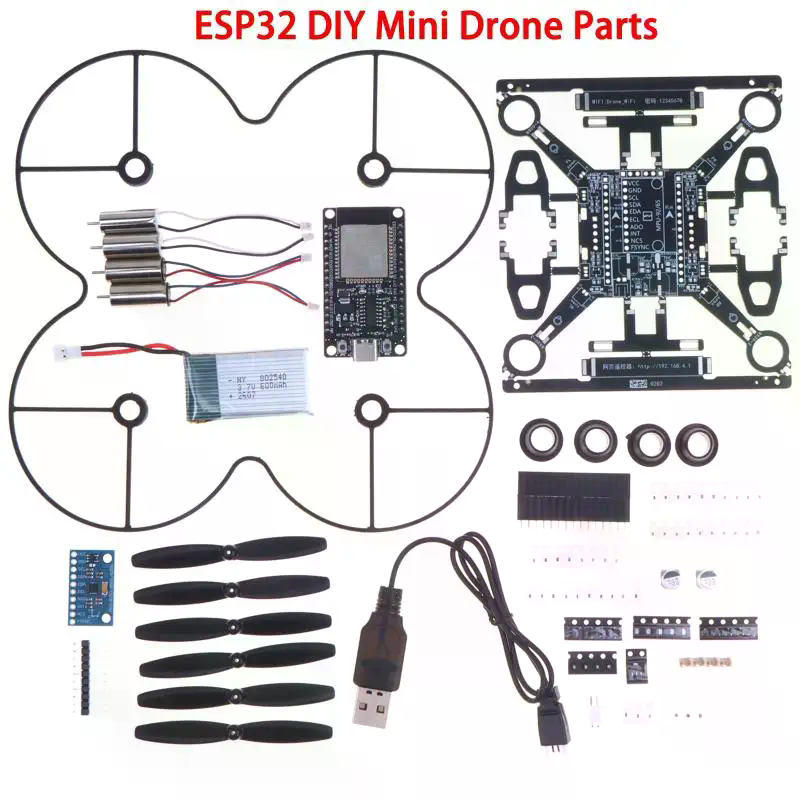 Espressif Esp32 - ESP32オープンソースミニドローンキット、DIY自作クアッドコプター完全組み立てパーツパック、STEM教育用、バッテリーなし E1